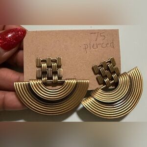 Gold Textured Half-Moon Statement Drop Earrings